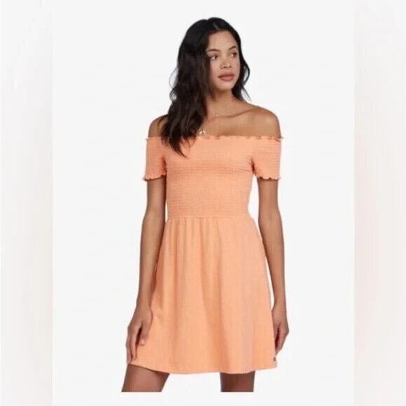 Roxy Women's Orange Hanging Off The Shoulder Dress Size M - Picture 1 of 9